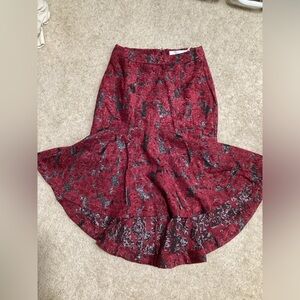 Rachel Parcell Burgundy and Black High Low Skirt